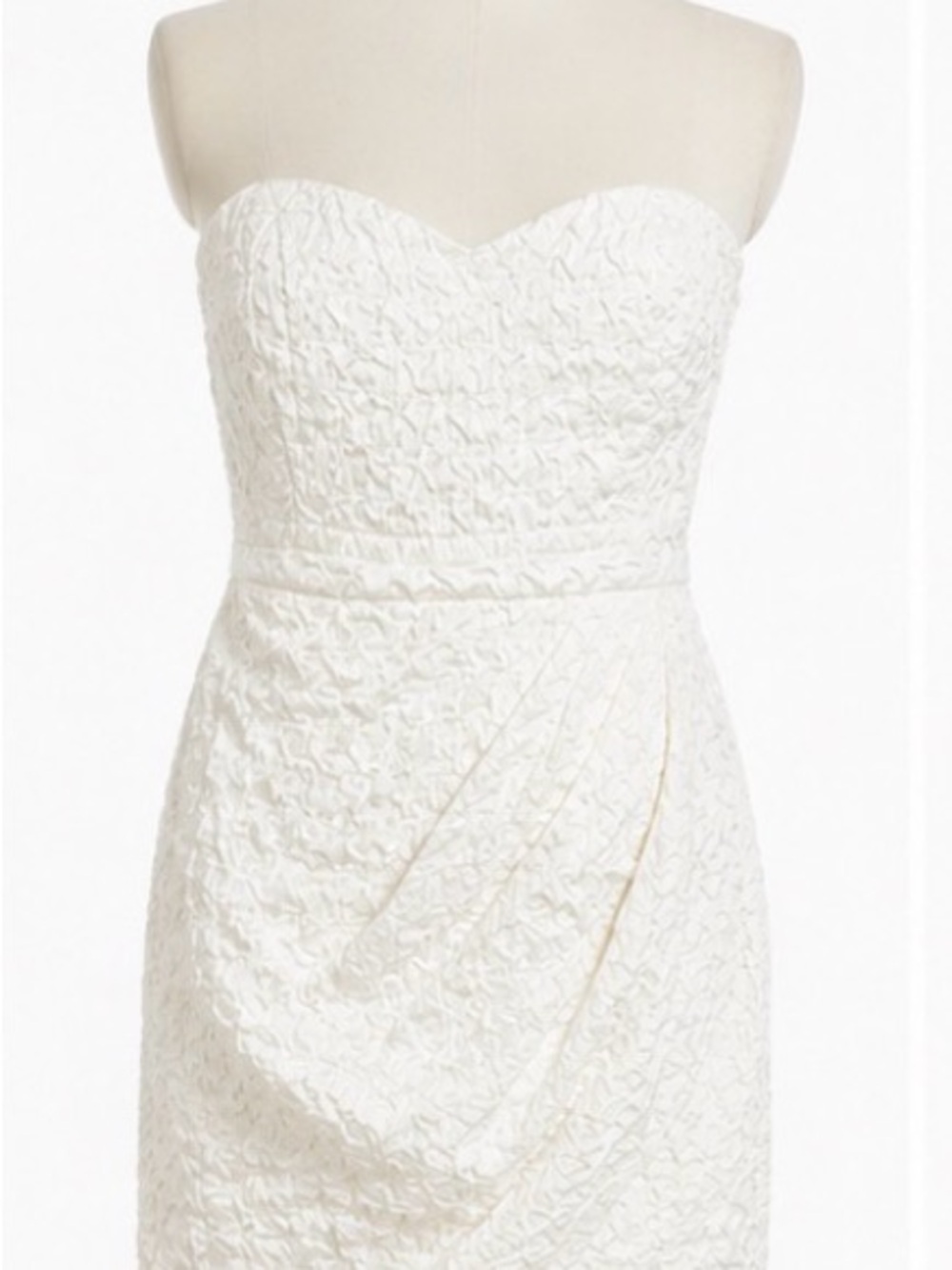 Le Femme Strapless White Textured Cocktail Dress Size Medium